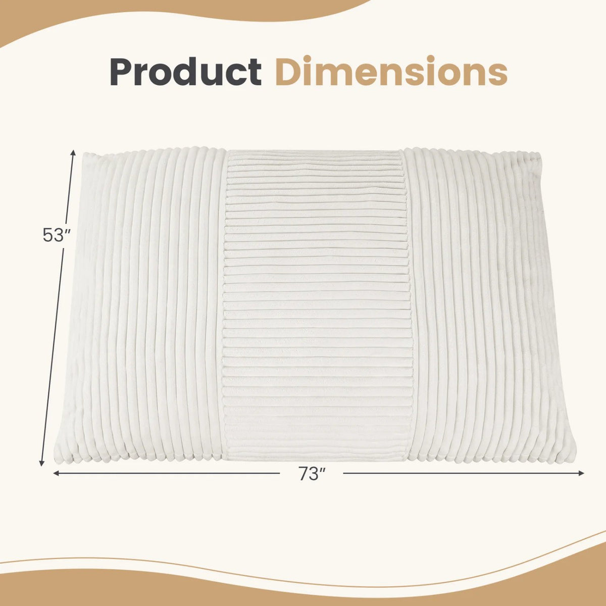 3-in-1 Large Bean Bag Chair with Comfy Corduroy Fabric-Beige view 4