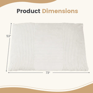 3-in-1 Large Bean Bag Chair with Comfy Corduroy Fabric-Beige view 4