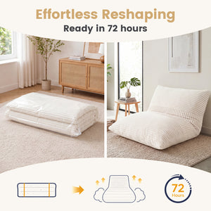 3-in-1 Large Bean Bag Chair with Comfy Corduroy Fabric-Beige view 8