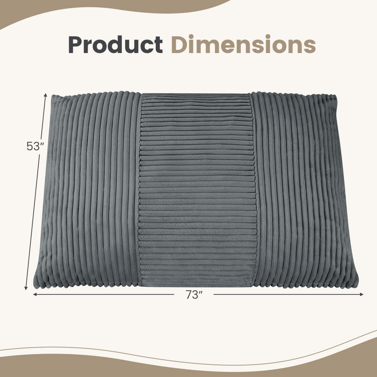 3-in-1 Large Bean Bag Chair with Comfy Corduroy Fabric-Gray view 4