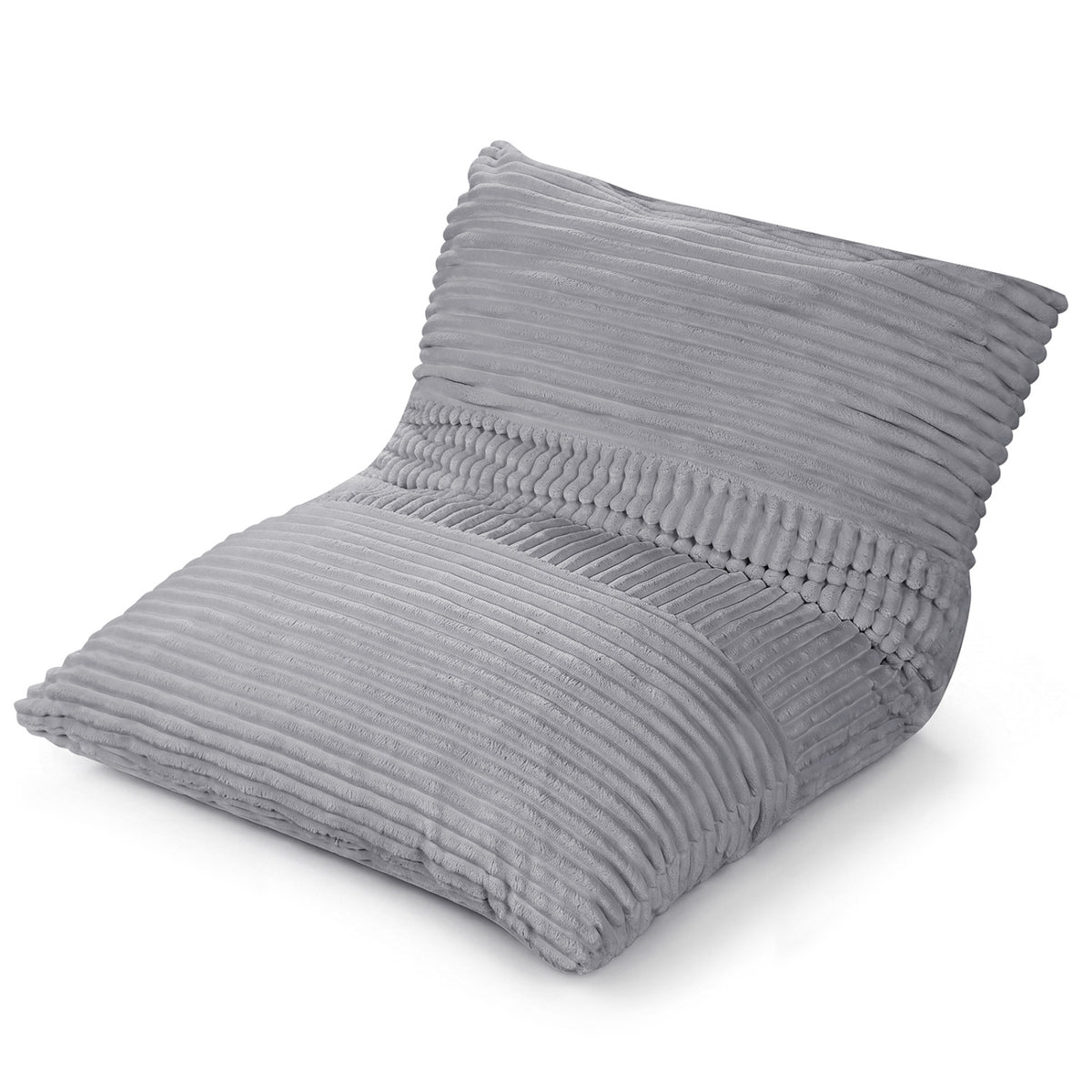 3-in-1 Large Bean Bag Chair with Comfy Corduroy Fabric-Light Gray