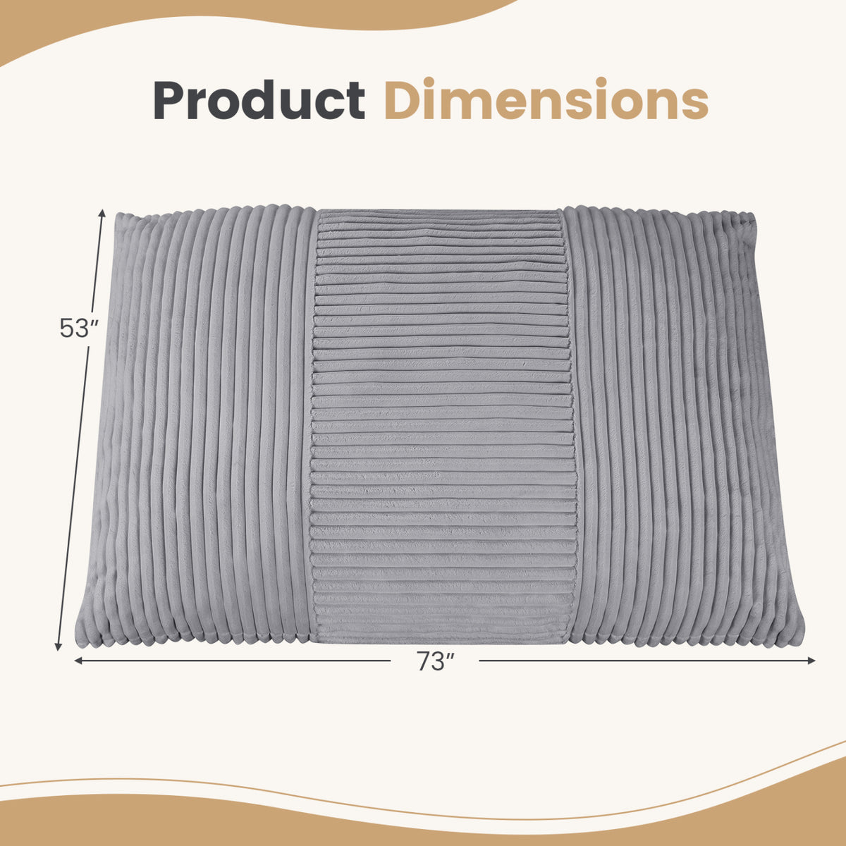 3-in-1 Large Bean Bag Chair with Comfy Corduroy Fabric-Light Gray view 4