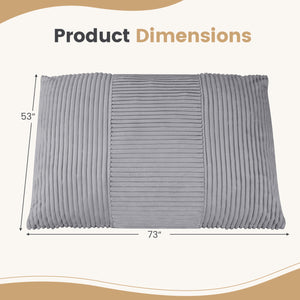 3-in-1 Large Bean Bag Chair with Comfy Corduroy Fabric-Light Gray view 4