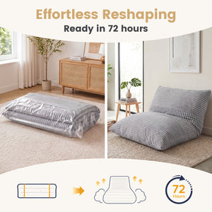 3-in-1 Large Bean Bag Chair with Comfy Corduroy Fabric-Light Gray view 8