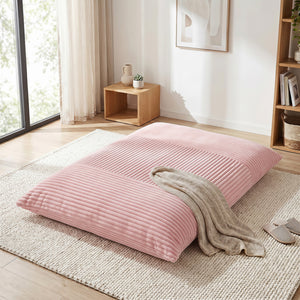 3-in-1 Large Bean Bag Chair with Comfy Corduroy Fabric-Pink view 2