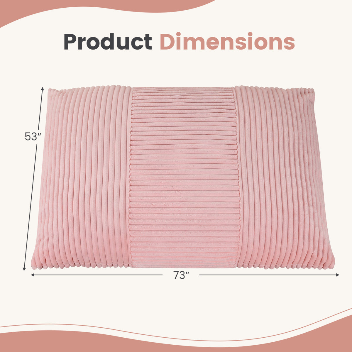 3-in-1 Large Bean Bag Chair with Comfy Corduroy Fabric-Pink view 4