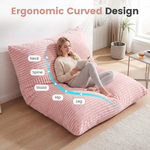 3-in-1 Large Bean Bag Chair with Comfy Corduroy Fabric-Pink view 7