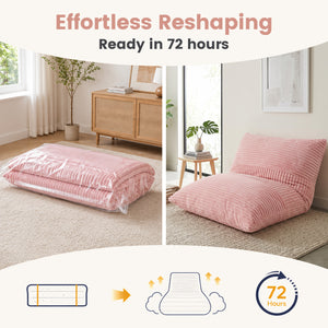 3-in-1 Large Bean Bag Chair with Comfy Corduroy Fabric-Pink view 8