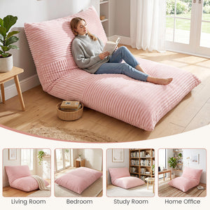 3-in-1 Large Bean Bag Chair with Comfy Corduroy Fabric-Pink view 9