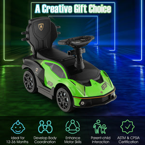 3-in-1 Licensed Lamborghini Ride on Push Car with Handle Guardrail-Green view 6