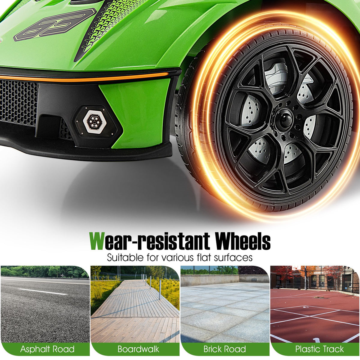 3-in-1 Licensed Lamborghini Ride on Push Car with Handle Guardrail-Green view 9