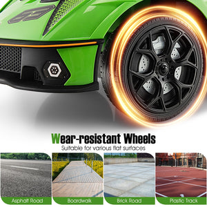 3-in-1 Licensed Lamborghini Ride on Push Car with Handle Guardrail-Green view 9