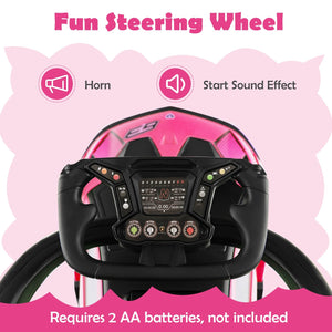 3-in-1 Licensed Lamborghini Ride on Push Car with Handle Guardrail-Pink view 7