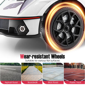 3-in-1 Licensed Lamborghini Ride on Push Car with Handle Guardrail-White view 9