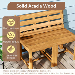 3-in-1 Outdoor Acacia Wood Loveseat Bench Furniture with Slatted Seat view 8