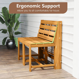 3-in-1 Outdoor Acacia Wood Loveseat Bench Furniture with Slatted Seat view 9