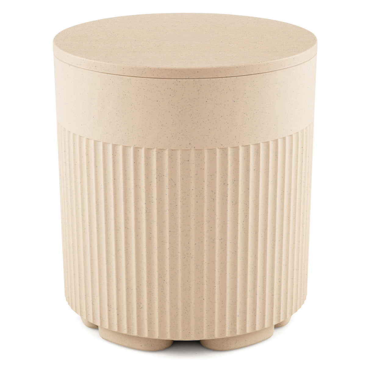 3-in-1 Outdoor Cooler Side Table with Fluted Design for Deck-Beige