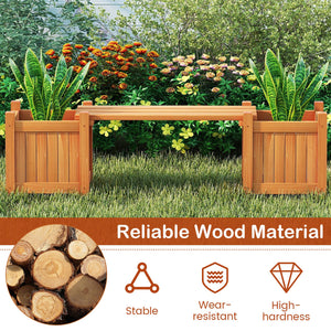 3-in-1 Outdoor Planter Box with Bench 2-Person Outdoor Bench with 2 Side Garden Beds-Orange view 8