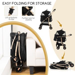 3-In-1 Pet Stroller with Removable Car Seat Carrier-Black view 5