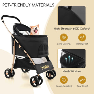 3-In-1 Pet Stroller with Removable Car Seat Carrier-Black view 6