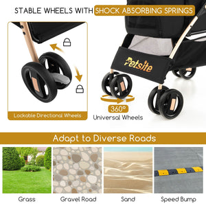 3-In-1 Pet Stroller with Removable Car Seat Carrier-Black view 7