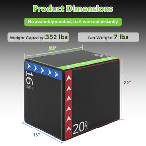 3-in-1 Plyometric Box 16 x 20 x 24 Inches Soft Plyo Jump Box view 4