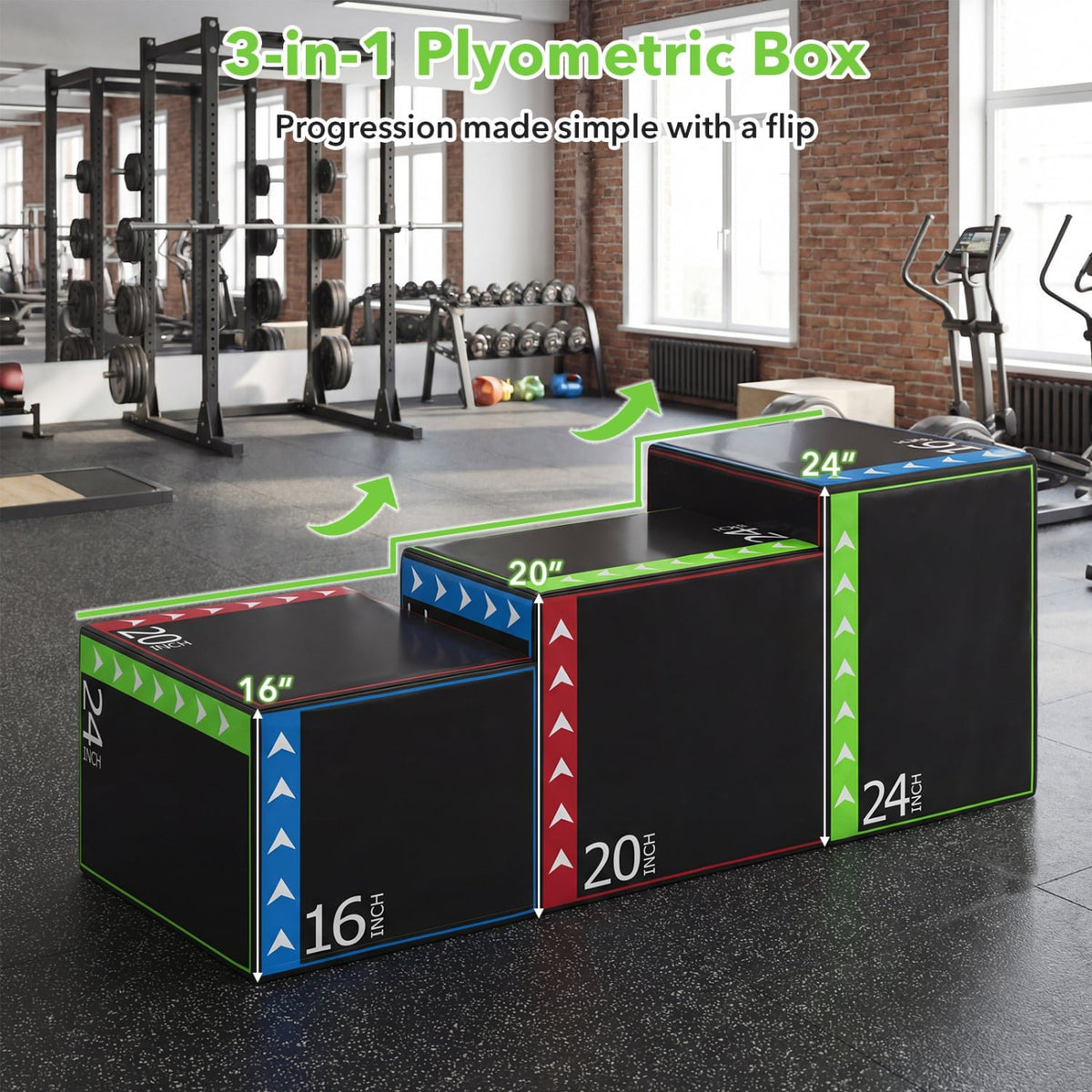 3-in-1 Plyometric Box 16 x 20 x 24 Inches Soft Plyo Jump Box view 6