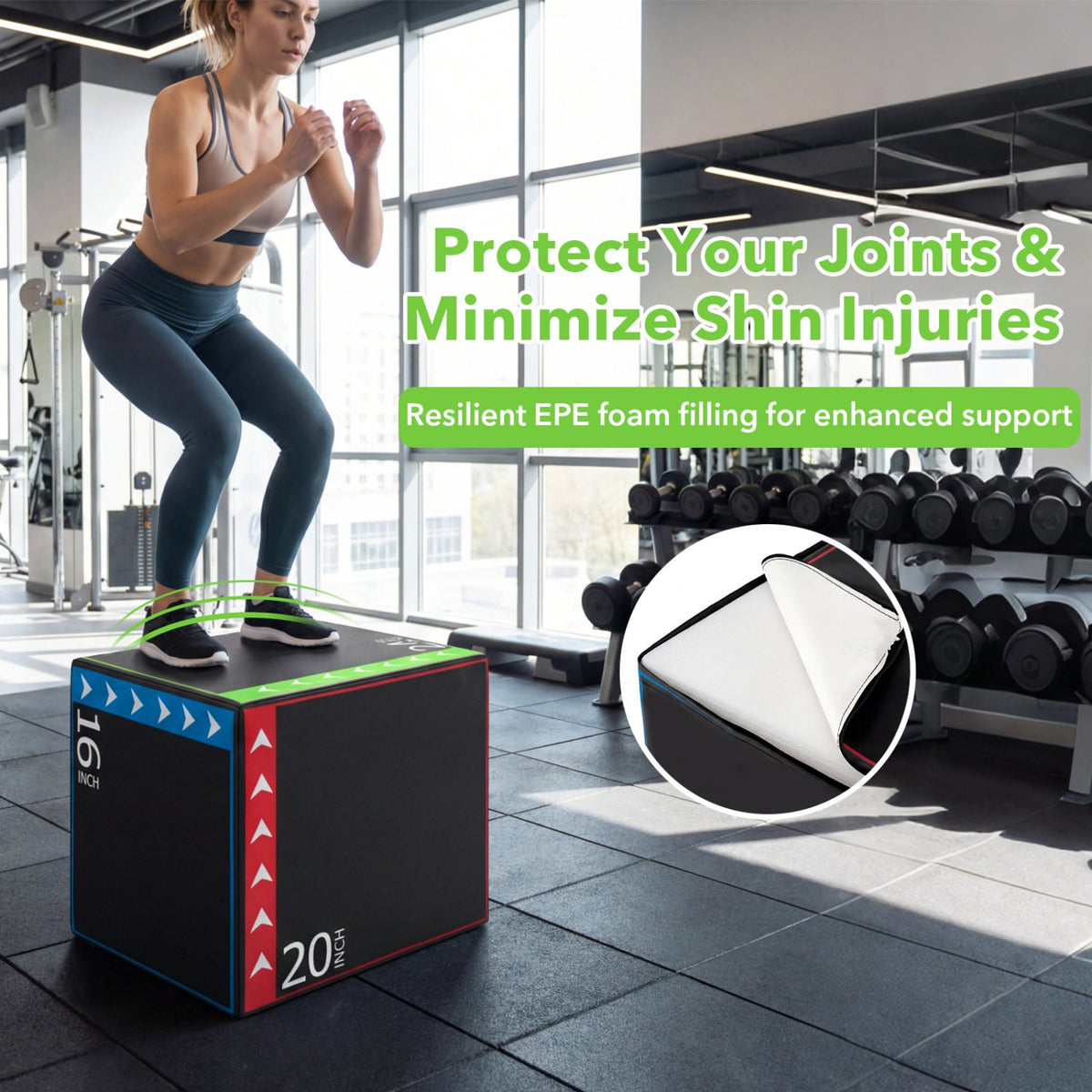 3-in-1 Plyometric Box 16 x 20 x 24 Inches Soft Plyo Jump Box view 9