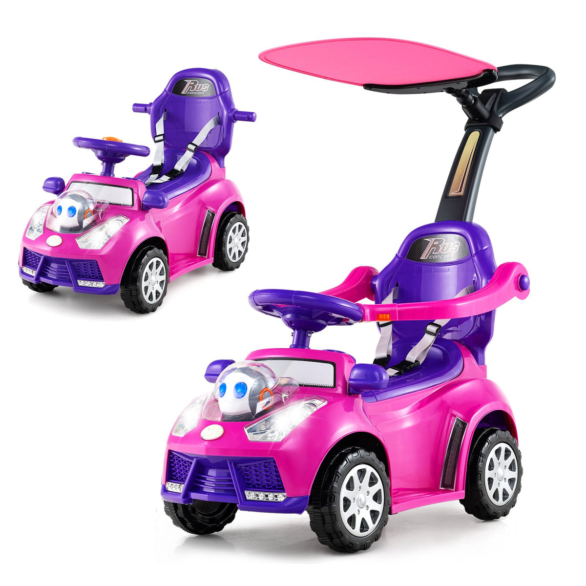 3 in 1 Push Car for Toddler Stroller Sliding Walking Car for Boys and Girls-Pink view 6