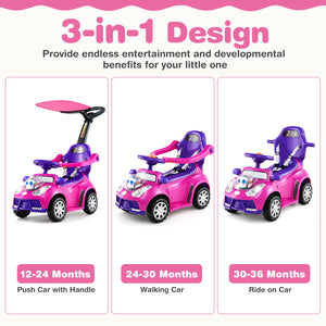 3 in 1 Push Car for Toddler Stroller Sliding Walking Car for Boys and Girls-Pink view 7