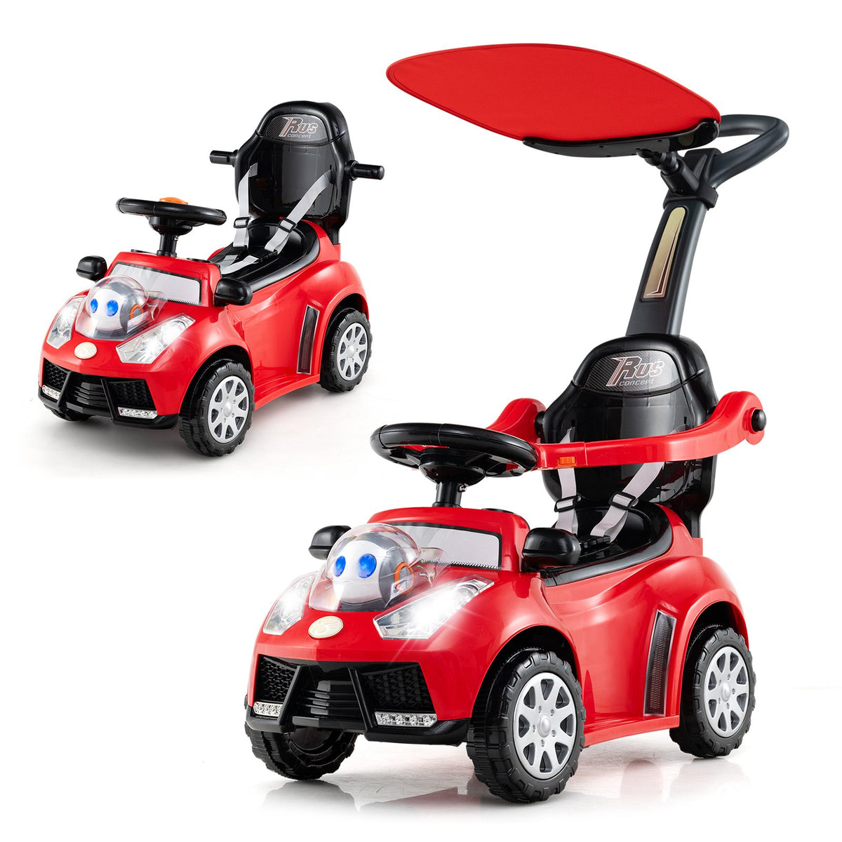 3 in 1 Push Car for Toddler Stroller Sliding Walking Car for Boys and Girls-Red view 6