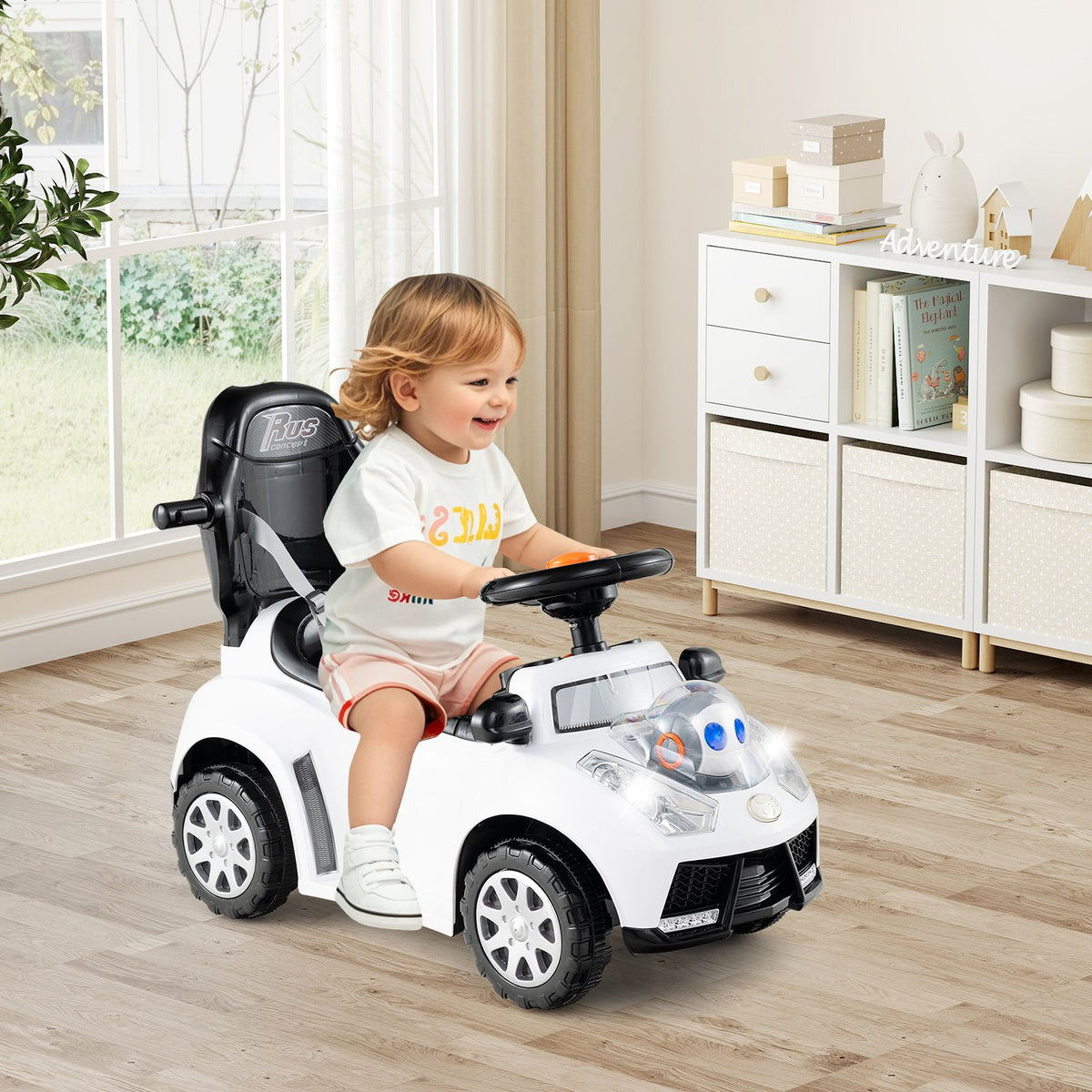 3 in 1 Push Car for Toddler Stroller Sliding Walking Car for Boys and Girls-White view 3