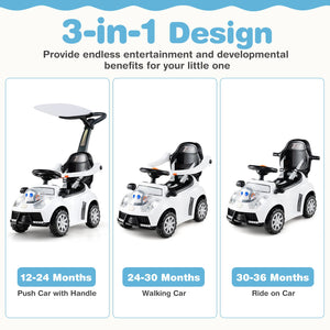 3 in 1 Push Car for Toddler Stroller Sliding Walking Car for Boys and Girls-White view 7