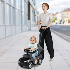3 in 1 Push Car with Removable Handle and Guardrail for Kids 18-36 Months Old-Black view 3