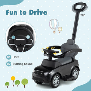 3 in 1 Push Car with Removable Handle and Guardrail for Kids 18-36 Months Old-Black view 8