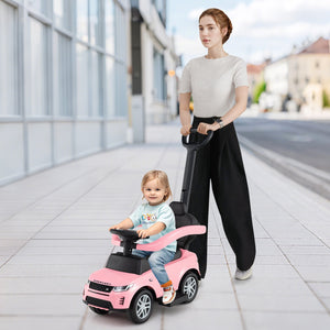 3 in 1 Push Car with Removable Handle and Guardrail for Kids 18-36 Months Old-Pink view 3