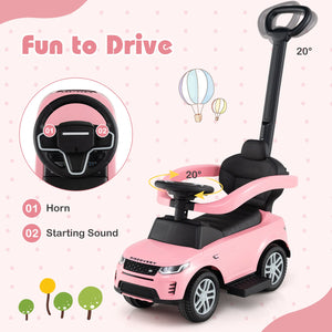 3 in 1 Push Car with Removable Handle and Guardrail for Kids 18-36 Months Old-Pink view 8