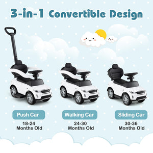 3 in 1 Push Car with Removable Handle and Guardrail for Kids 18-36 Months Old-White view 7