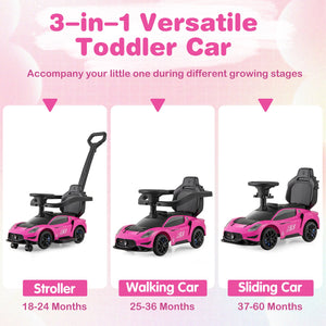 3-in-1 Ride on Push Car Maserati Licensed Sliding Car with Music-Pink view 7
