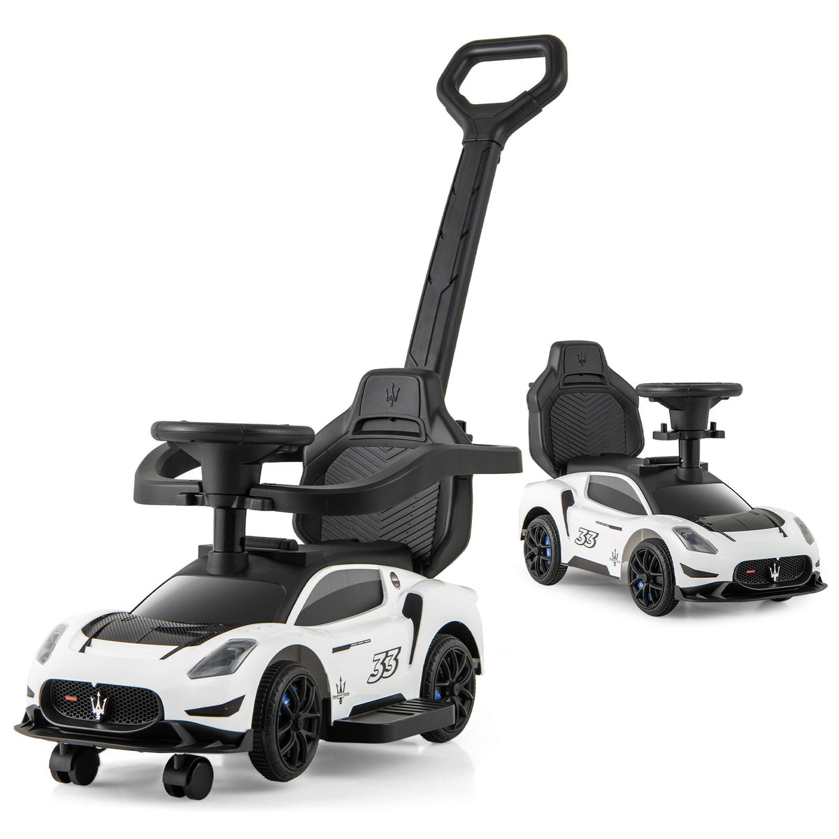 3-in-1 Ride on Push Car Maserati Licensed Sliding Car with Music-White view 4