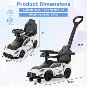 3-in-1 Ride on Push Car Maserati Licensed Sliding Car with Music-White view 5