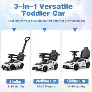 3-in-1 Ride on Push Car Maserati Licensed Sliding Car with Music-White view 7