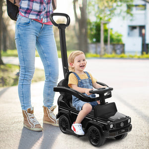 3-In-1 Ride on Push Car Mercedes Benz G350 Stroller Sliding Car with Canopy-Black view 2