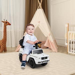 3-In-1 Ride on Push Car Mercedes Benz G350 Stroller Sliding Car with Canopy-White view 3