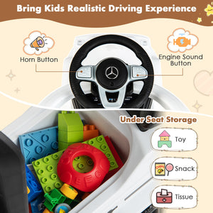 3-In-1 Ride on Push Car Mercedes Benz G350 Stroller Sliding Car with Canopy-White view 7