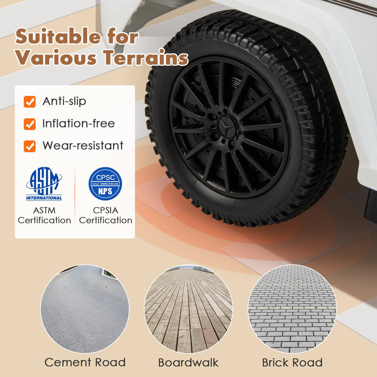3-In-1 Ride on Push Car Mercedes Benz G350 Stroller Sliding Car with Canopy-White view 9