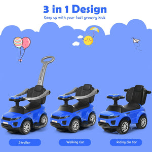 3 In 1 Ride on Push Car Toddler Stroller Sliding Car with Music-Blue view 9