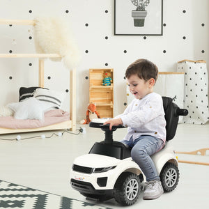 3 In 1 Ride on Push Car Toddler Stroller Sliding Car with Music-White view 3