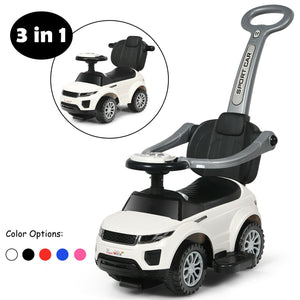 3 In 1 Ride on Push Car Toddler Stroller Sliding Car with Music-White view 8