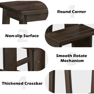 3-in-1 Rubber Wood 3 Tier Folding Step Stool Ladder Storage Shelf-Dark Brown view 9